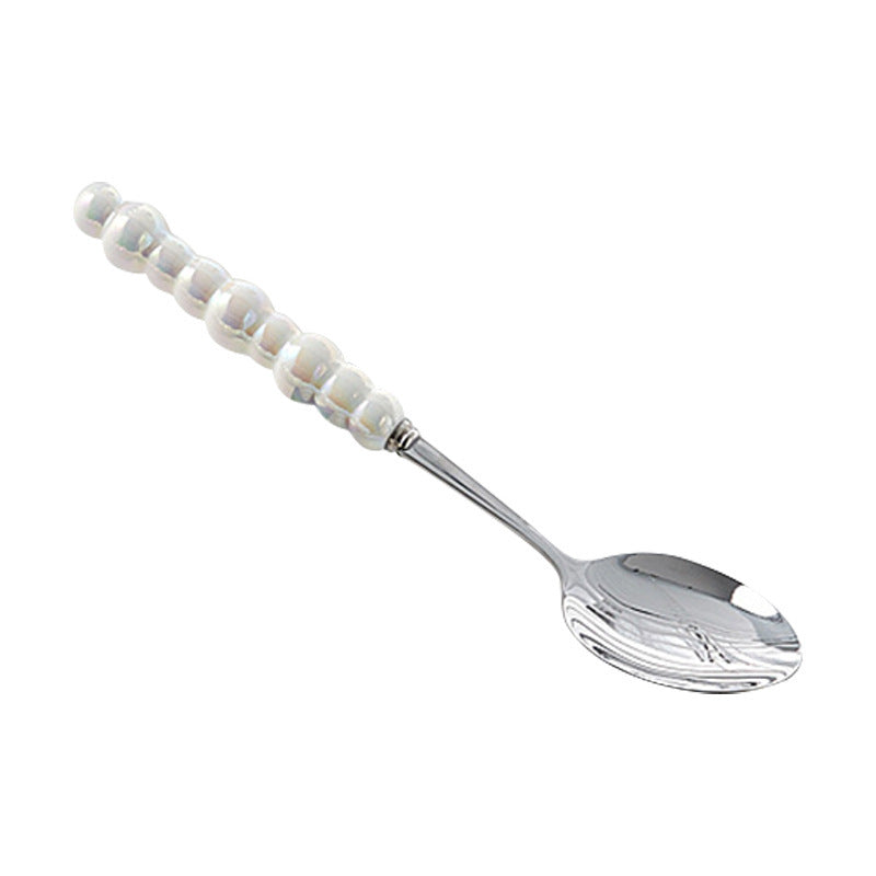 Light Luxury Ceramic Pearl Handle Knife Fork And Spoon Creative Stainless Steel Tableware - Grand Goldman