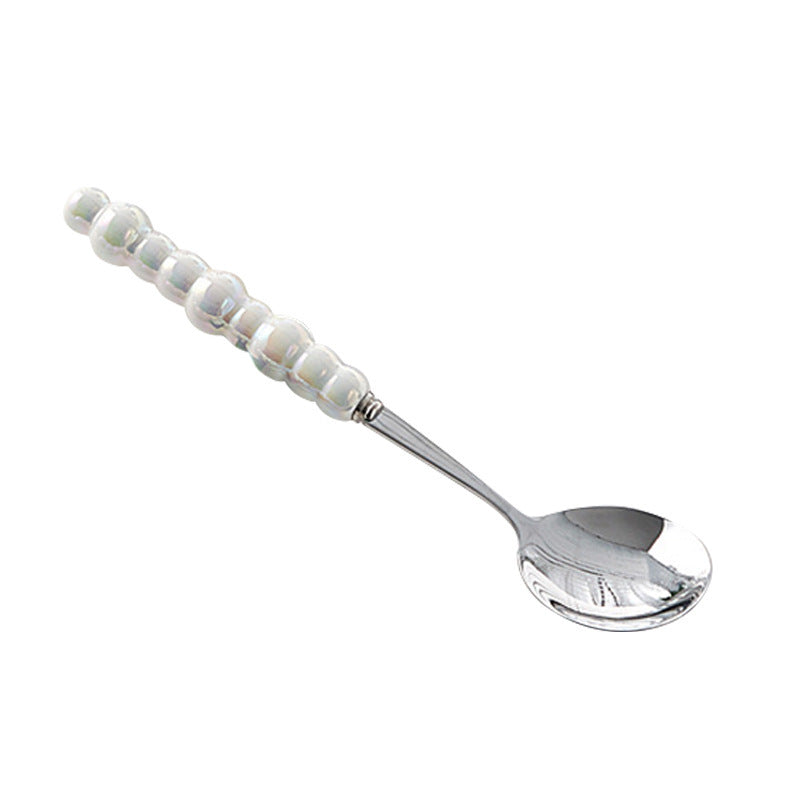 Light Luxury Ceramic Pearl Handle Knife Fork And Spoon Creative Stainless Steel Tableware - Grand Goldman