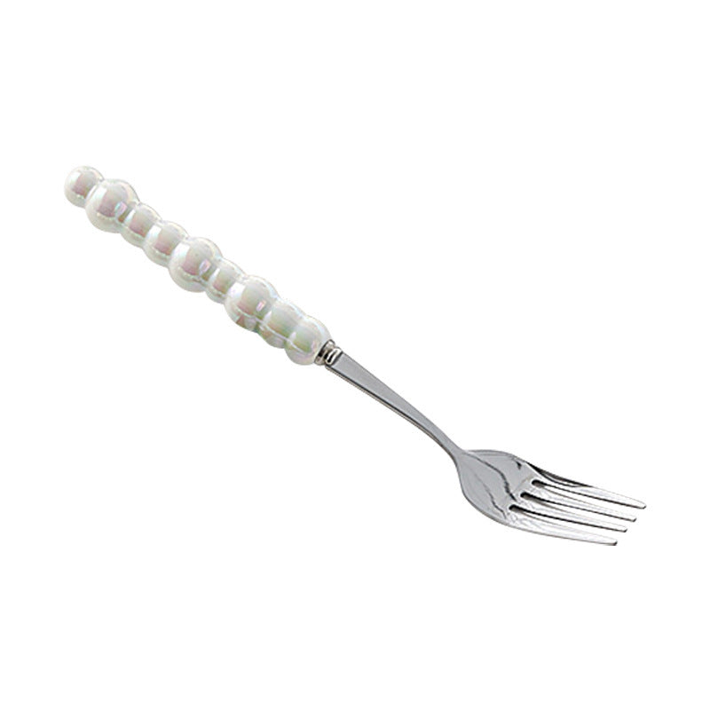 Light Luxury Ceramic Pearl Handle Knife Fork And Spoon Creative Stainless Steel Tableware - Grand Goldman