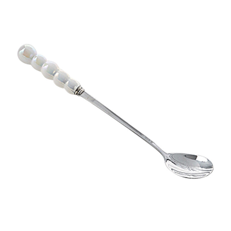 Light Luxury Ceramic Pearl Handle Knife Fork And Spoon Creative Stainless Steel Tableware - Grand Goldman