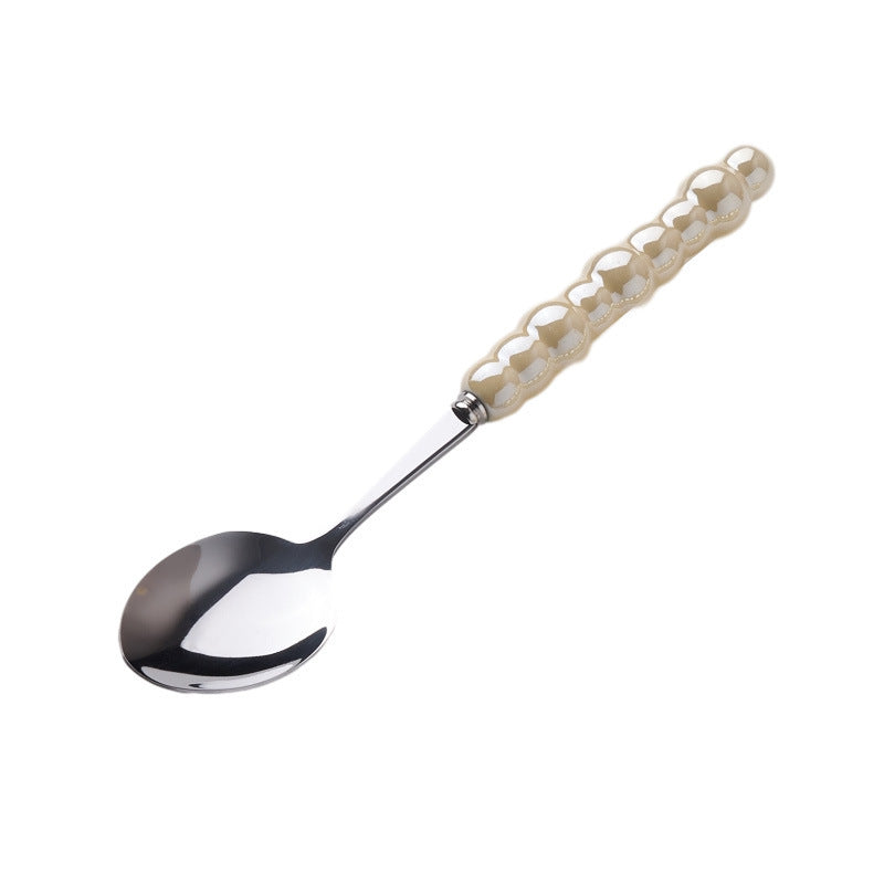 Light Luxury Ceramic Pearl Handle Knife Fork And Spoon Creative Stainless Steel Tableware - Grand Goldman