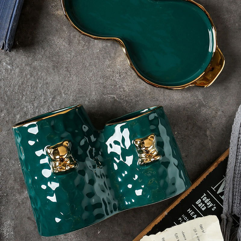 Light Luxury Chopstick Holder Knife Fork Spoon Holder Creative Ceramic Rack Chopstick Storage Drain Pipe Household - Grand Goldman