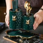 Light Luxury Chopstick Holder Knife Fork Spoon Holder Creative Ceramic Rack Chopstick Storage Drain Pipe Household - Grand Goldman
