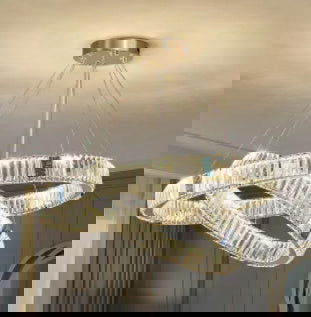 Light Luxury Crystal Living Room Chandelier Postmodern Round Stainless Steel - Grand Goldman