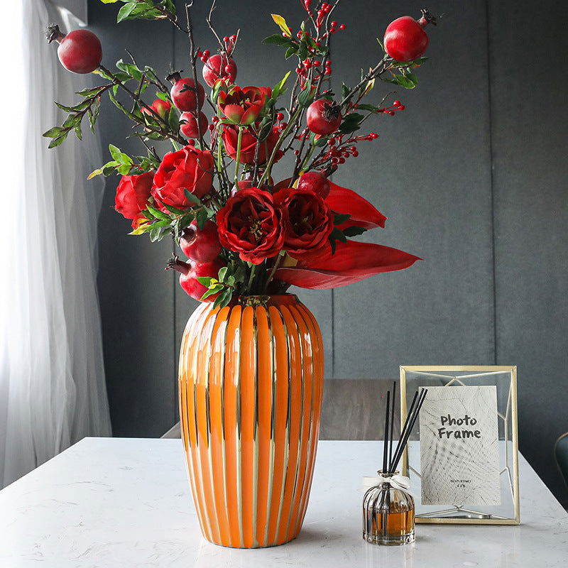 Light Luxury Electroplated Gold Modern Ceramic Vase Ornaments - Grand Goldman