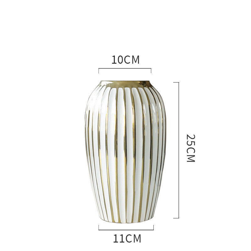 Light Luxury Electroplated Gold Modern Ceramic Vase Ornaments - Grand Goldman