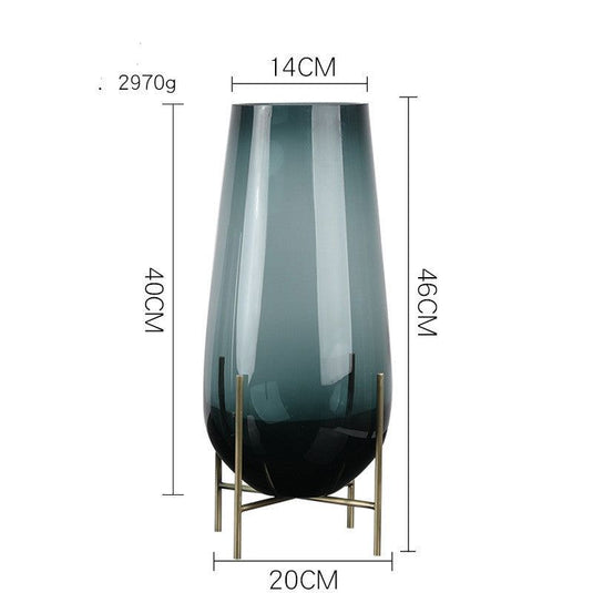 Light Luxury Glass Water Droplet Floor Large Vase - Grand Goldman
