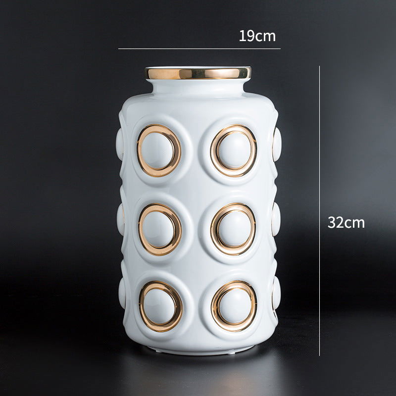 Light luxury gilt edged porcelain vases living room vase accessories - Grand Goldman