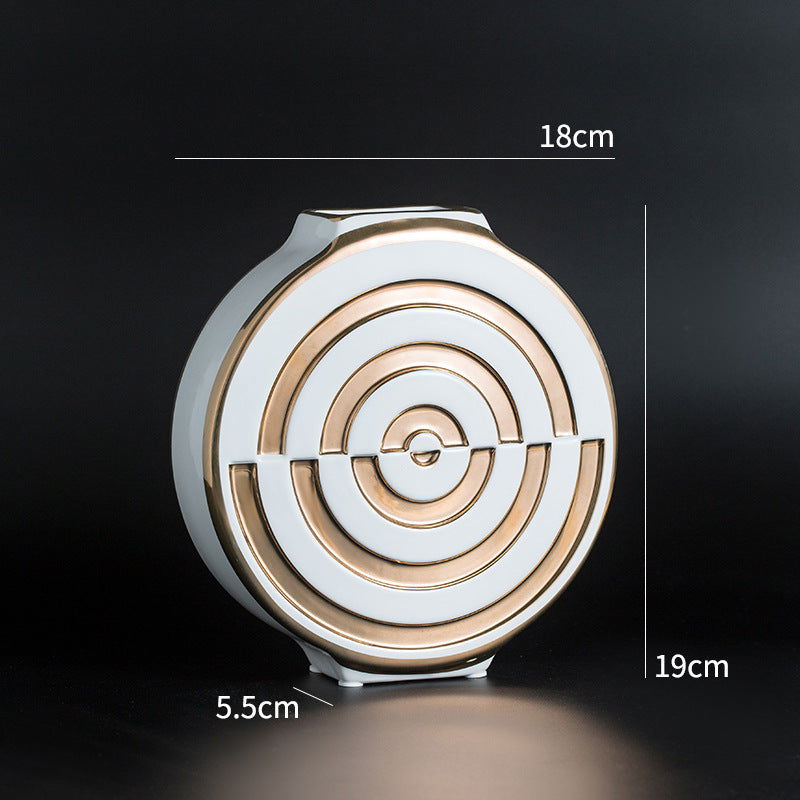 Light luxury gilt edged porcelain vases living room vase accessories - Grand Goldman