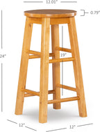 Linon Natural Barstool with Round Seat, 24-Inch - Grand Goldman