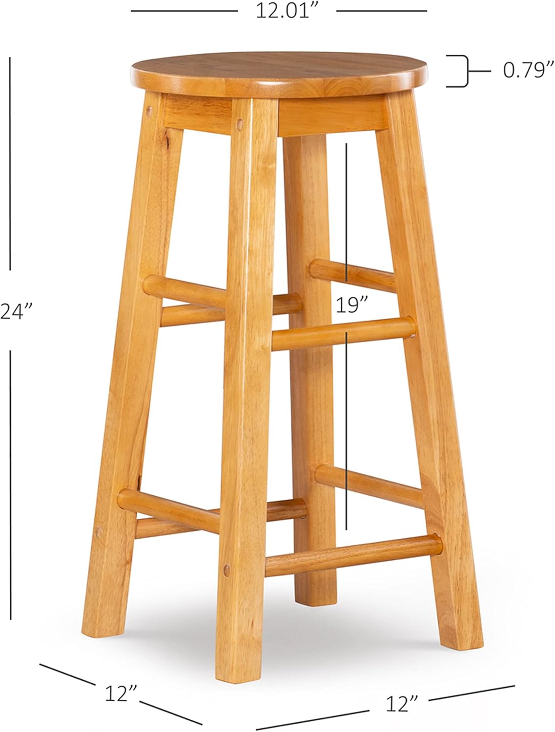 Linon Natural Barstool with Round Seat, 24-Inch - Grand Goldman