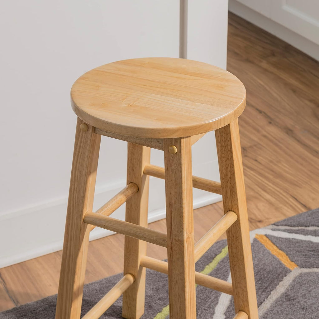 Linon Natural Barstool with Round Seat, 24-Inch - Grand Goldman