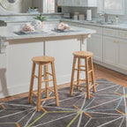 Linon Natural Barstool with Round Seat, 24-Inch - Grand Goldman