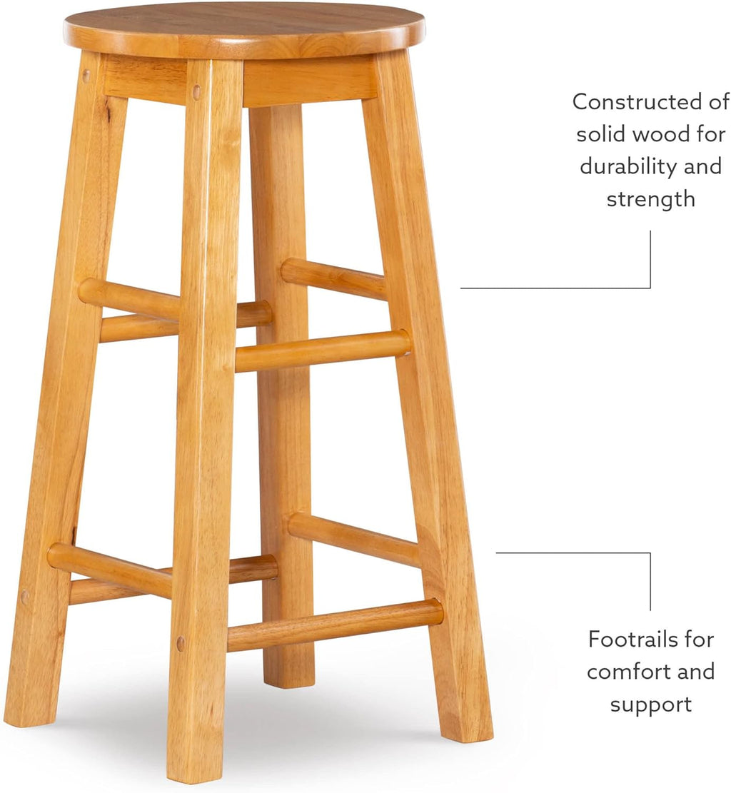 Linon Natural Barstool with Round Seat, 24-Inch - Grand Goldman