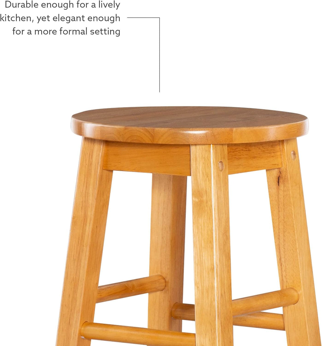 Linon Natural Barstool with Round Seat, 24-Inch - Grand Goldman