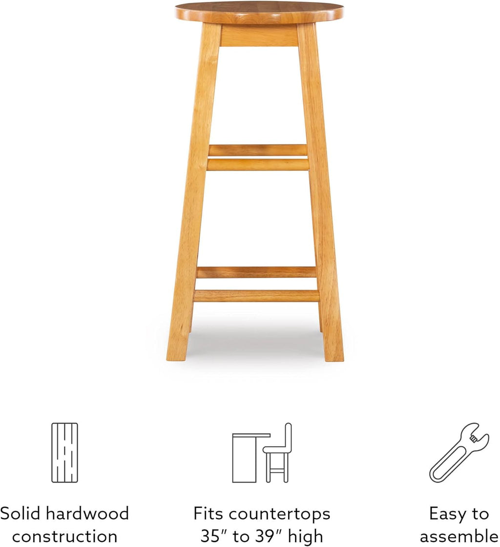 Linon Natural Barstool with Round Seat, 24-Inch - Grand Goldman