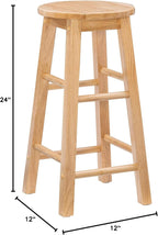 Linon Natural Barstool with Round Seat, 24-Inch - Grand Goldman