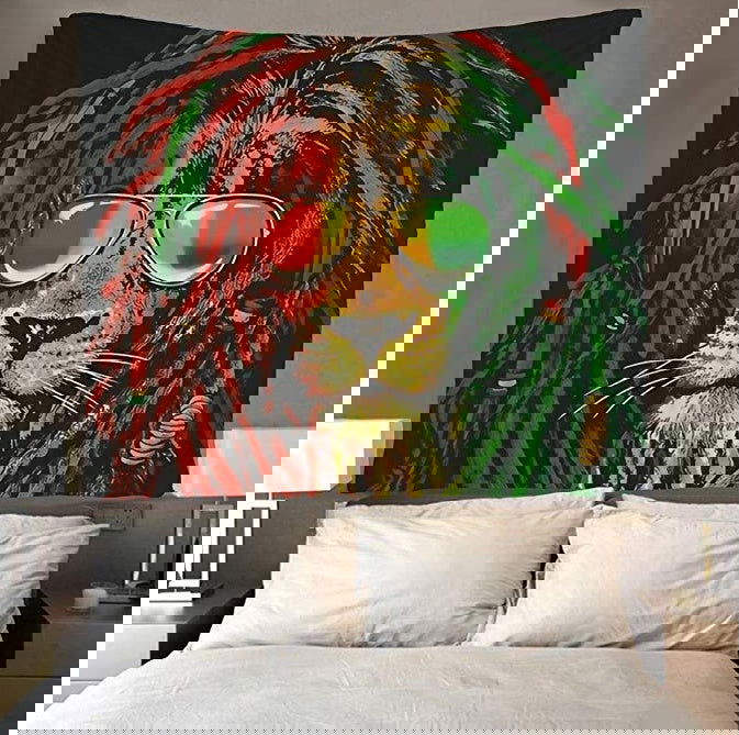 Lion tapestry art wall hippie art lion king tapestry - Grand Goldman