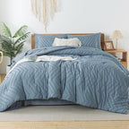 Litanika King Size Comforter Set with Sheets Dark Emerald Green - 7 Pieces Bed in a Bag King Chevron Tufted Complete Beddding Sets with Comforter, Sheets, Pillowcases & Shams - Grand Goldman