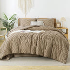 Litanika King Size Comforter Set with Sheets Dark Emerald Green - 7 Pieces Bed in a Bag King Chevron Tufted Complete Beddding Sets with Comforter, Sheets, Pillowcases & Shams - Grand Goldman