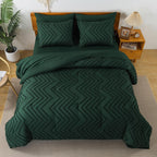 Litanika King Size Comforter Set with Sheets Dark Emerald Green - 7 Pieces Bed in a Bag King Chevron Tufted Complete Beddding Sets with Comforter, Sheets, Pillowcases & Shams - Grand Goldman