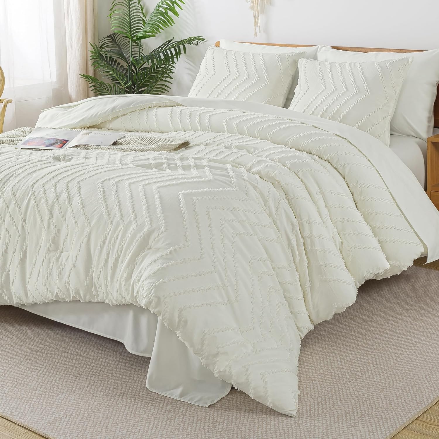 Litanika King Size Comforter Set with Sheets Dark Emerald Green - 7 Pieces Bed in a Bag King Chevron Tufted Complete Beddding Sets with Comforter, Sheets, Pillowcases & Shams - Grand Goldman