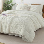 Litanika King Size Comforter Set with Sheets Dark Emerald Green - 7 Pieces Bed in a Bag King Chevron Tufted Complete Beddding Sets with Comforter, Sheets, Pillowcases & Shams - Grand Goldman