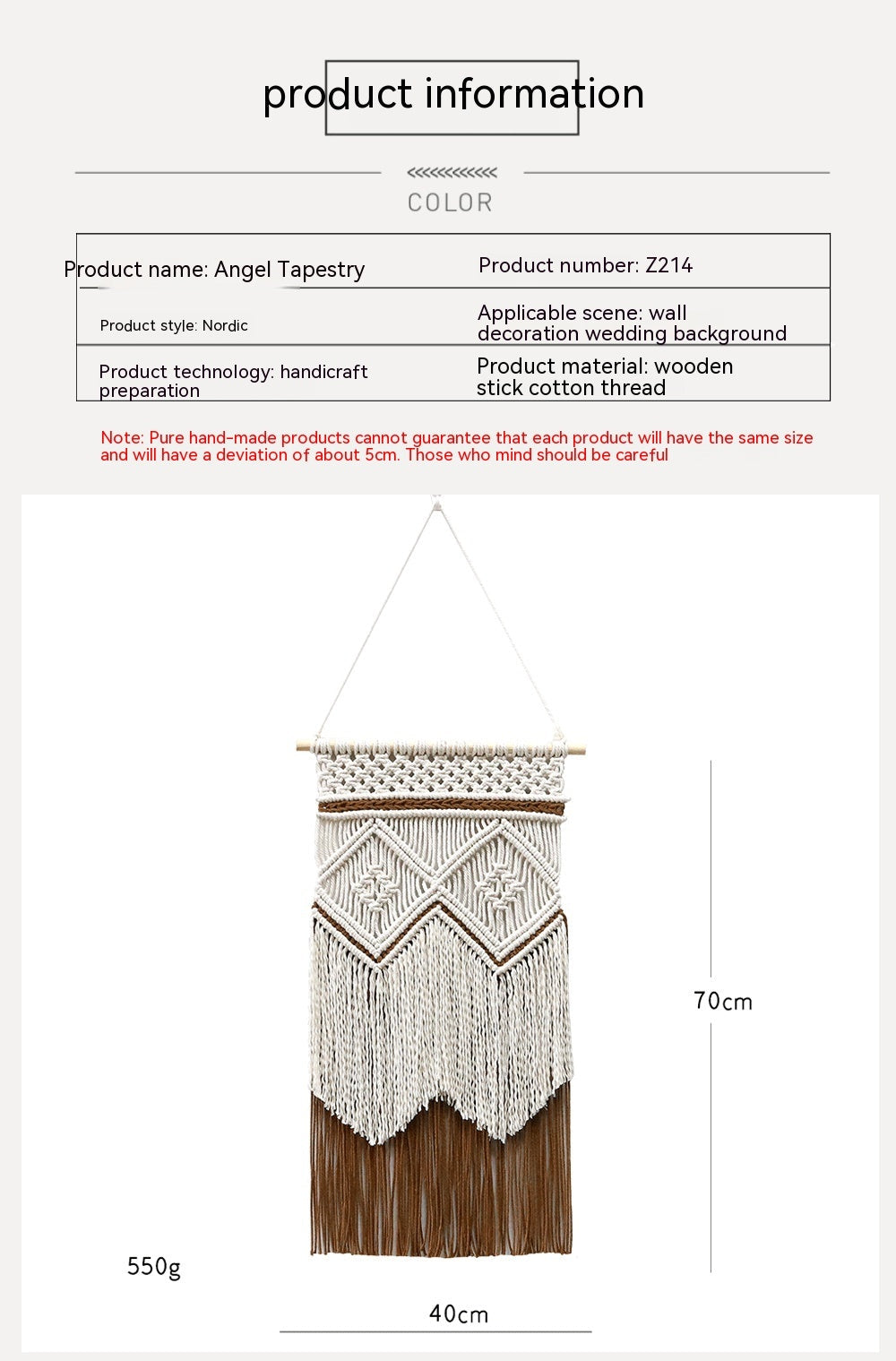 Living Room Decorative Wall Hangings Hand-woven Tapestry Tassel Cotton String Production - Grand Goldman