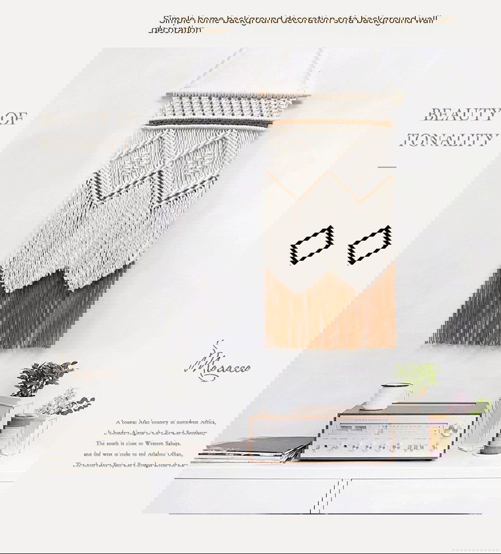 Living Room Decorative Wall Hangings Hand-woven Tapestry Tassel Cotton String Production - Grand Goldman