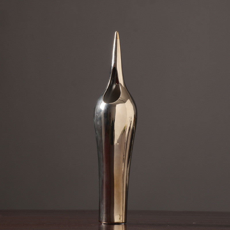 Living Room Porch Decoration European Style Silver Creative Ceramic Vase - Grand Goldman