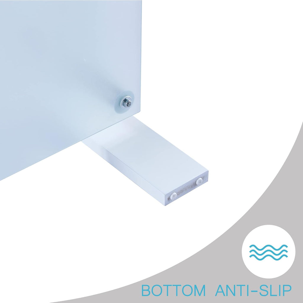 Living Room Rectangle Coffee Table, Tea Table Suitable for Waiting Room, Modern Side Coffee Table with Wooden Leg, Glass Tabletop with Lower Shelf, White 39.5 * 23.5 * 17.5 - Grand Goldman