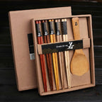 Log chopsticks rice spoon gift box set Japanese tableware promotional gifts wedding gift - Grand Goldman