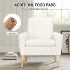 Lohoms Sherpa Accent Chair White Teddy Fabric Upholstered Comfortable Arm Chair Comfy Reading Chairs for Bedroom, Living Room Chair Small Sofa Chair with Wood Legs - Grand Goldman