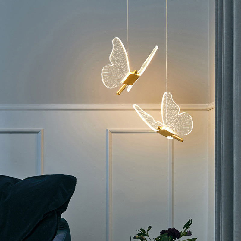 Long Line Modern Minimalist Bedroom Butterfly Bedside Chandelier Lamp - Grand Goldman