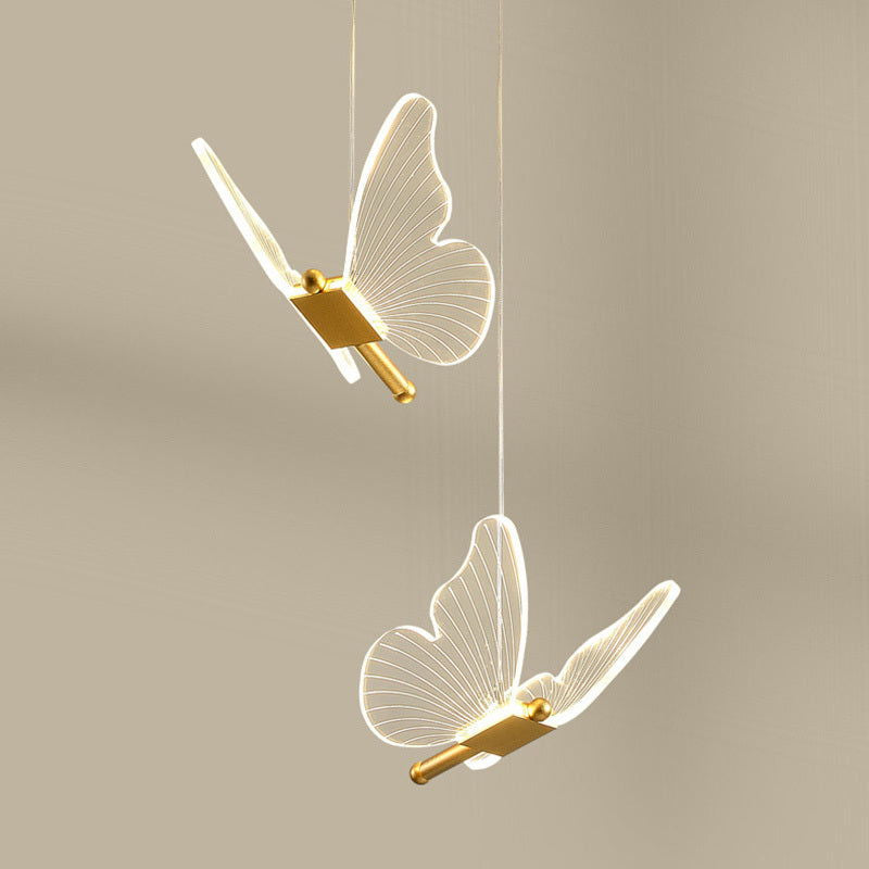 Long Line Modern Minimalist Bedroom Butterfly Bedside Chandelier Lamp - Grand Goldman