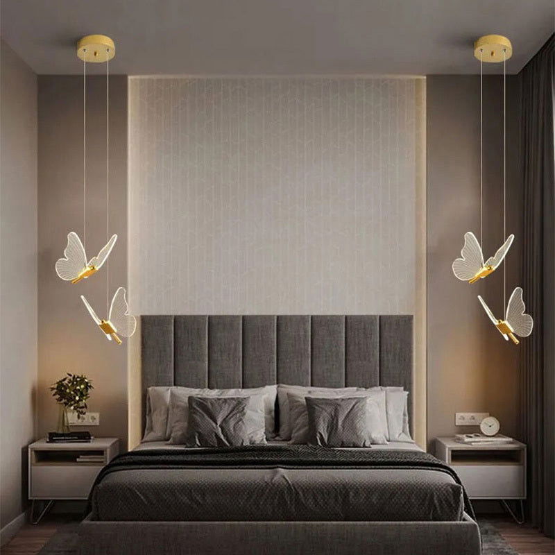 Long Line Modern Minimalist Bedroom Butterfly Bedside Chandelier Lamp - Grand Goldman