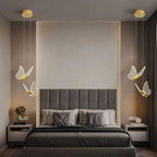 Long Line Modern Minimalist Bedroom Butterfly Bedside Chandelier Lamp - Grand Goldman
