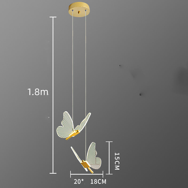Long Line Modern Minimalist Bedroom Butterfly Bedside Chandelier Lamp - Grand Goldman