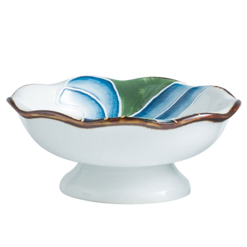 Lotus Leaf Mouth Japanese Retro Ceramic Tall Bowl - Grand Goldman