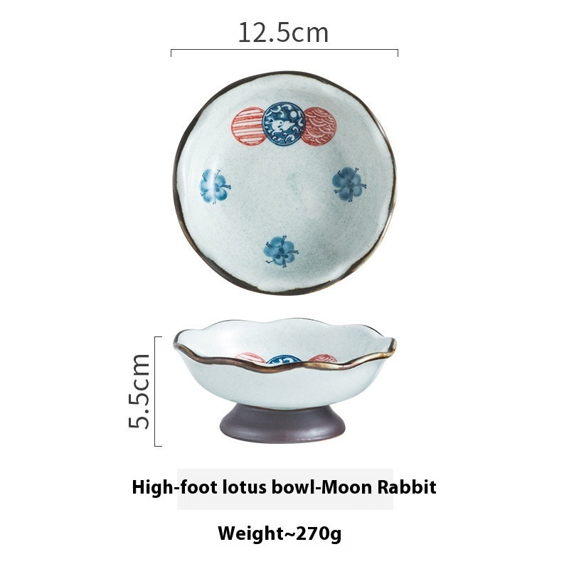 Lotus Leaf Mouth Japanese Retro Ceramic Tall Bowl - Grand Goldman
