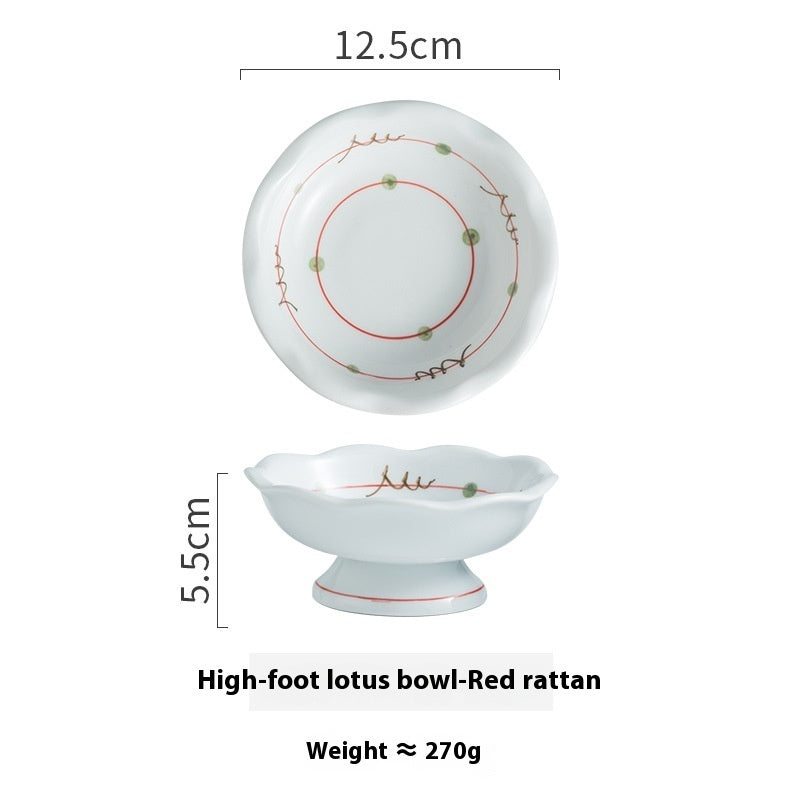 Lotus Leaf Mouth Japanese Retro Ceramic Tall Bowl - Grand Goldman