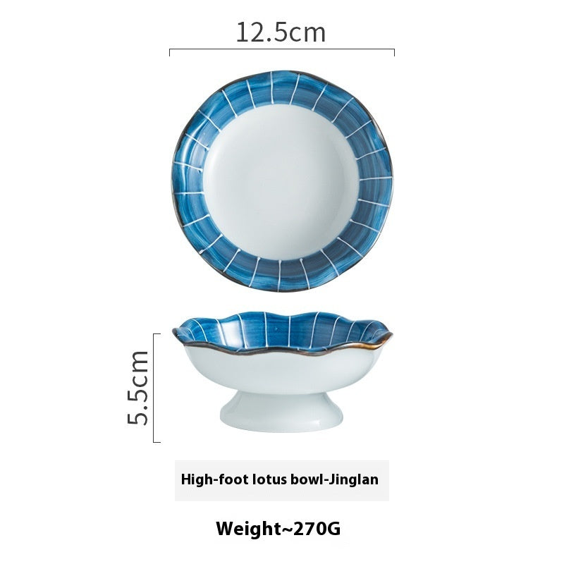 Lotus Leaf Mouth Japanese Retro Ceramic Tall Bowl - Grand Goldman