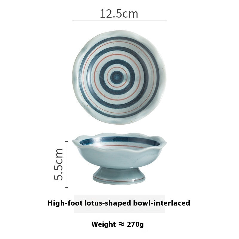 Lotus Leaf Mouth Japanese Retro Ceramic Tall Bowl - Grand Goldman