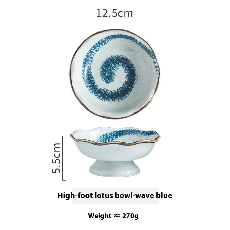 Lotus Leaf Mouth Japanese Retro Ceramic Tall Bowl - Grand Goldman