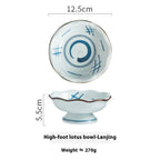 Lotus Leaf Mouth Japanese Retro Ceramic Tall Bowl - Grand Goldman