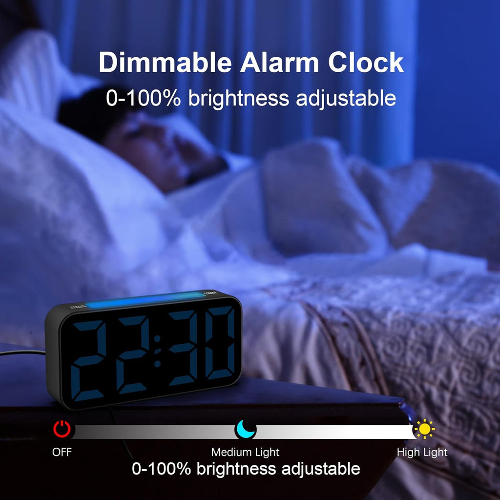 Loud Alarm Clocks for Bedrooms Heavy Sleepers, Digital Clock with Night Light, Large Display, Dual Alarm, Snooze, Dimmable Bedside Alarm Clock for Kids Teens Boys Girls - Grand Goldman