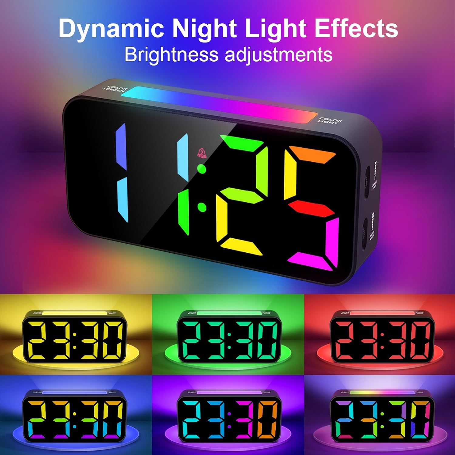 Loud Alarm Clocks for Bedrooms Heavy Sleepers, Digital Clock with Night Light, Large Display, Dual Alarm, Snooze, Dimmable Bedside Alarm Clock for Kids Teens Boys Girls - Grand Goldman