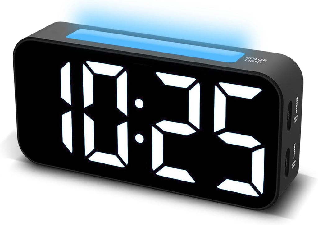 Loud Alarm Clocks for Bedrooms Heavy Sleepers, Digital Clock with Night Light, Large Display, Dual Alarm, Snooze, Dimmable Bedside Alarm Clock for Kids Teens Boys Girls - Grand Goldman