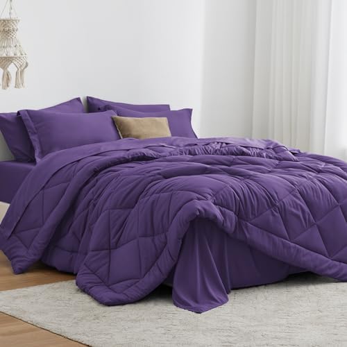 Love's cabin Queen Comforter Set Black, 7 Pieces Queen Bed in a Bag, All Season Queen Bedding Sets with 1 Comforter, 1 Flat Sheet, 1 Fitted Sheet, 2 Pillowcase and 2 Pillow Sham - Grand Goldman