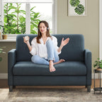 Loveseat Sofa, 51" Small Sofa Couch for Bedroom, Comfy Teddy Love Seat, Tool-Free Setup Sofas for Living Room, All-Wood Small Couches for Small Spaces, Small Couch No Pillow Include, Beige - Grand Goldman